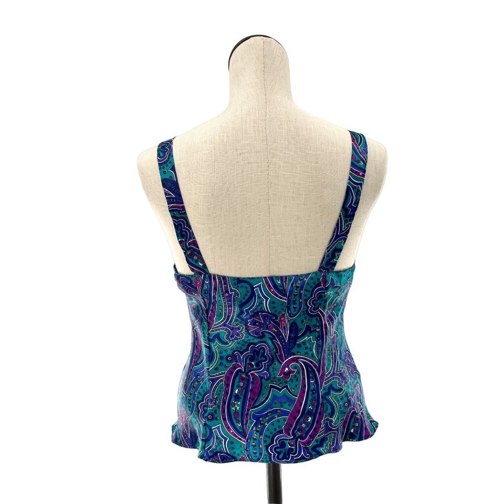 80s Paisley Green & Purple Bow Accent Tank Top Sleep Solutions Medium View 4